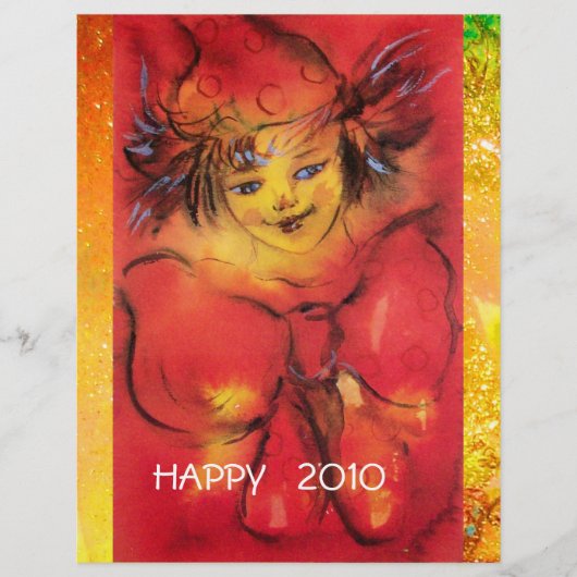 KLOPT MET RODE BOW IN GOUDE SPARKLES Nieuwjaar Flyer (Voorkant)