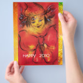 KLOPT MET RODE BOW IN GOUDE SPARKLES Nieuwjaar Flyer (Hand)