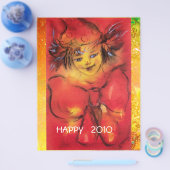 KLOPT MET RODE BOW IN GOUDE SPARKLES Nieuwjaar Flyer (Enkel)