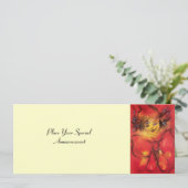 KLOPT MET RODE RIBBON, Geel crème Aankondiging (Staand voorkant)