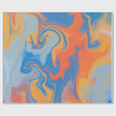 KLORFUL BLAUW ORANJE ZWIRLS PATROON CADEAUPAPIER (Vlak)