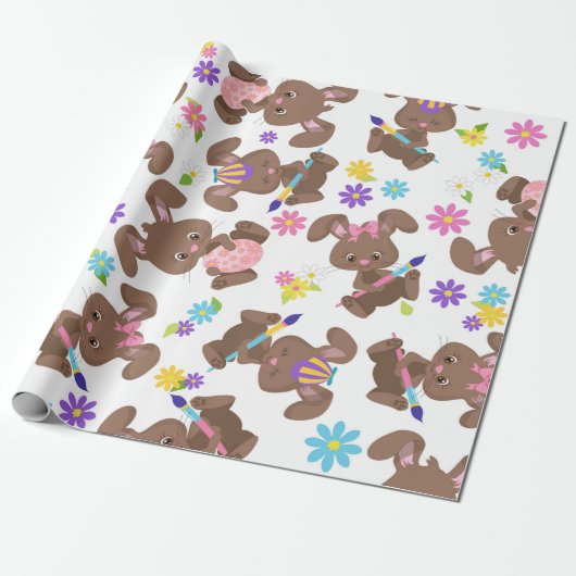 KLORFUL CHOCOLAATE EASTER BUNNIES & EIEREN CADEAUPAPIER (Uitgerold)