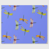KLORFUL DRAGONFLIES OP BLAUW CADEAUPAPIER (Vlak)