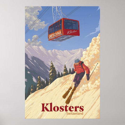 Klosters Zwitserland Skigebied Reisposter Poster (Voorkant)