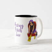 klote heks, paars, zwart, rood en goud tweekleurige koffiemok (Voorkant rechts)