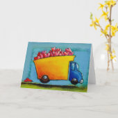 Klove Dump Truck vrolijke gelukkige speelse kunst Kaart (Gele Bloem)