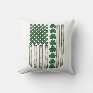 Klover Amerikaanse Vlag Vintage Vector Design_1 Kussen