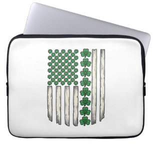 Klover Amerikaanse Vlag Vintage Vector Ontwerp_1 Laptop Sleeve