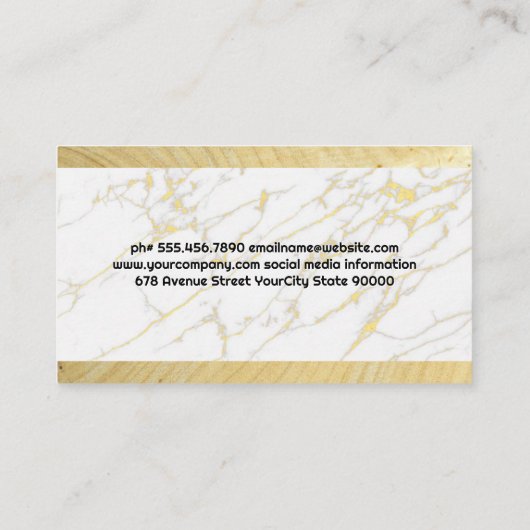 Klover en vlees | Marmer en hout Visitekaartje (Achterkant)