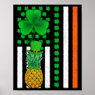 Kloverblad Iers Amerikaanse Vlag Ananas Fruit St. Poster