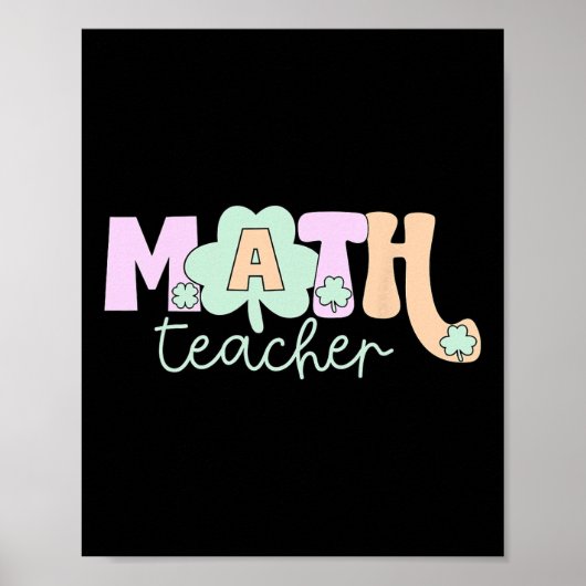 Kloverblad Schattige Wiskunde Docent Algebra Meetk Poster (Voorkant)