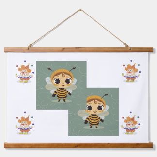 klovnen og bien hangend wandkleed