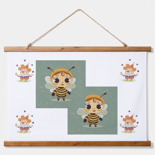 klovnen og bien hangend wandkleed (Voorkant)