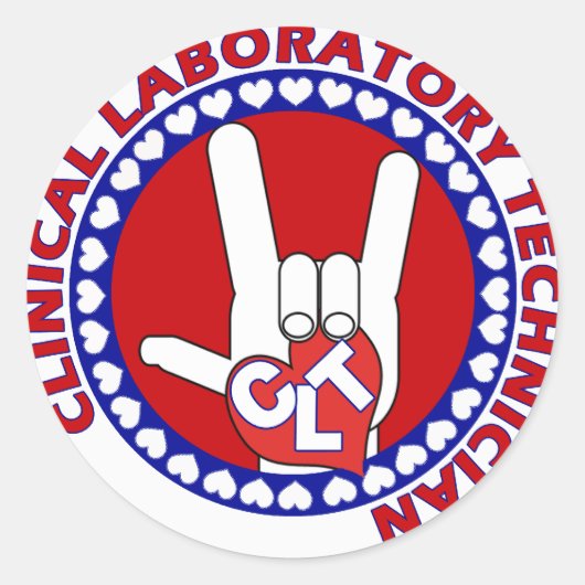 KLT KLINISCHE LAB TECH ASL iLOVE LOGO Ronde Sticker (Voorkant)