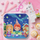 Kluie kerst nieuw jaar. Jongen en katten Papieren Bordje (Feest)