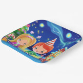 Kluie kerst nieuw jaar. Jongen en katten Papieren Bordje (Gebogen)