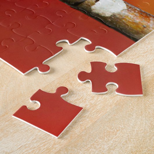 Kluipkip met zwarte afdekking met rode herfst-blad legpuzzel (Zijkant)