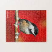 Kluipkip met zwarte afdekking met rode herfst-blad legpuzzel (Horizontaal)