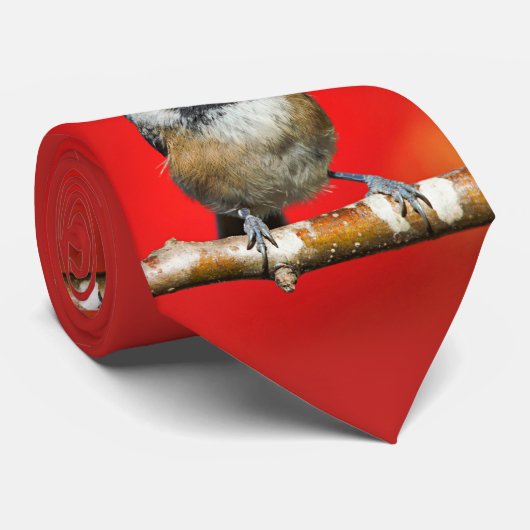 Kluipkip met zwarte afdekking met rode herfst-blad stropdas (Opgerold)