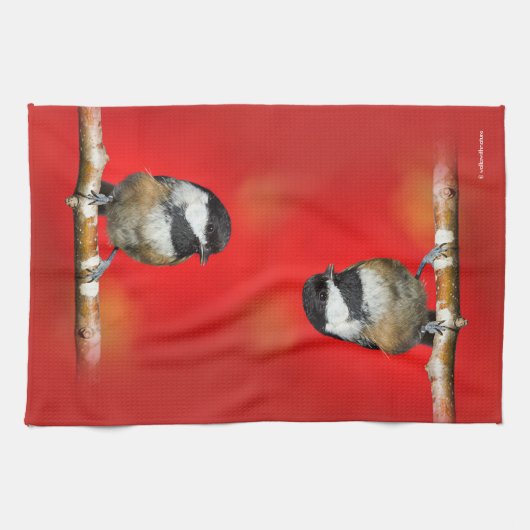 Kluipkip met zwarte afdekking met rode herfst-blad theedoek (Horizontaal)