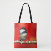 Kluipkip met zwarte afdekking met rode herfst-blad tote bag (Voorkant)