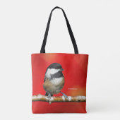 Kluipkip met zwarte afdekking met rode herfst-blad tote bag (Achterkant)