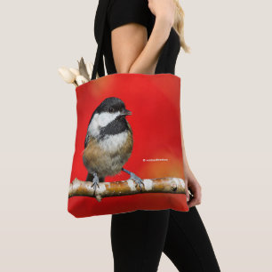 Kluipkip met zwarte afdekking met rode herfst-blad tote bag