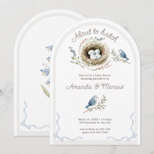 Kluivende Blauwe Vogel Nest Baby Shower Kaart
