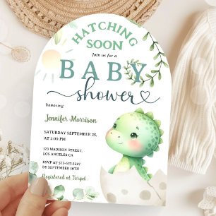 Kluivende Dinosaurus Baby Shower Groene Dino Boog Kaart