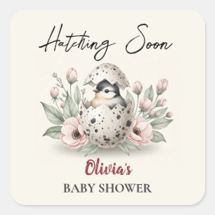 Kluivende Rustieke Baby Kuiken Baby Shower Vierkante Sticker