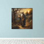 Kluizenaar met een lantaarn. Kluizenaar uit tarot Canvas Afdruk (Insitu (Houten vloer))