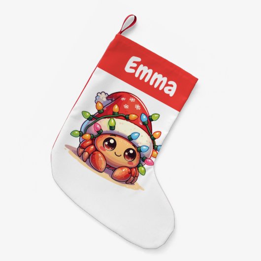 Kluizenkrab Vrolijke Kerstmis Winter Dieren Krabbe Kleine Kerstsok (Voorkant (Hangend))