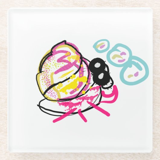 Kluizenkrab zomer glazen onderzetter (Voorkant)