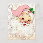 klusjesbekertje met roze Pet Feestdagenkaart<br><div class="desc">Kute Retro  Santa Claus met roze Pet Vakantie Briefkaart.</div>