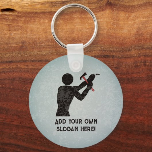 Klusjesman - Doe-het-zelf-man met hamer - Voeg eig Sleutelhanger (Voorkant)
