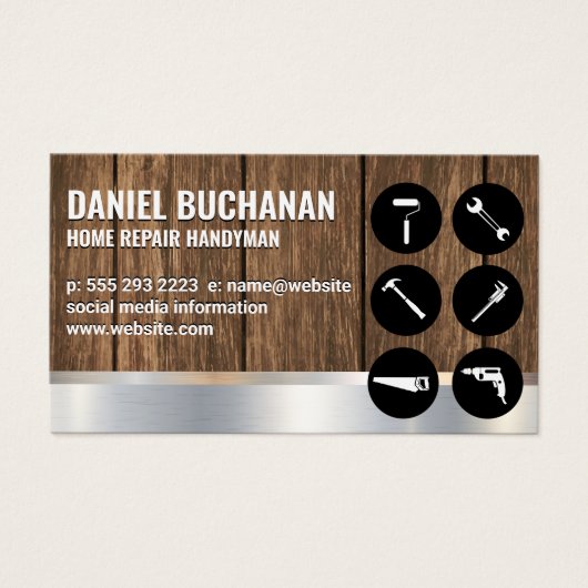 Klusjesman | Hout Metaal | Houtbewerking Gereedsch Visitekaartje (Voorkant)