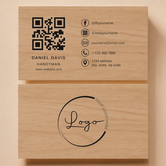 Klusjesman Hout Professioneel QR Code Visitekaartje