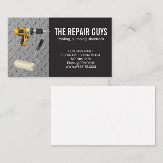 klusjesman | Power Drill en Paint Roller Visitekaartje (Voorkant / Achterkant)