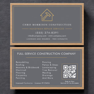 Klusjesman QR-code Houten Constructie Professionee Visitekaartje