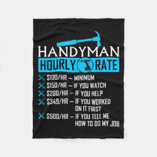 Klusjesman Uurloon Humor Timmerman Grappig Handig Fleece Deken