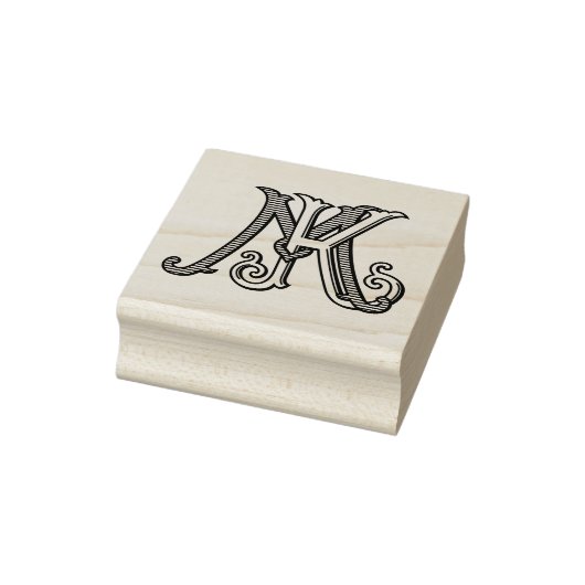 KM Initials MK Monogram Rubber Ink Stamp Wedding Rubberstempel (Stempel)