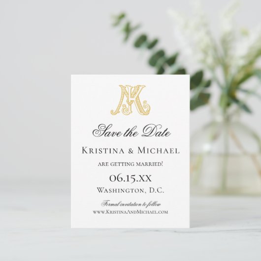 KM Monogram of MK Monogram Save The Date (Staand voorkant)