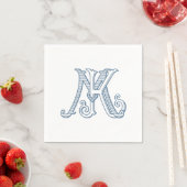 KM Monogram of MK Monogram servetten in blauw (Insitu)