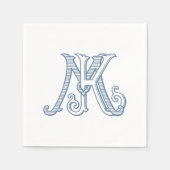 KM Monogram of MK Monogram servetten in blauw (Voorkant)
