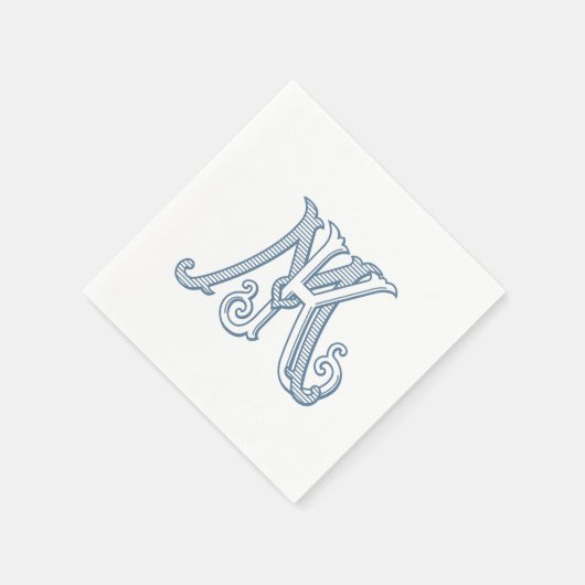 KM Monogram of MK Monogram servetten in blauw (Hoek)