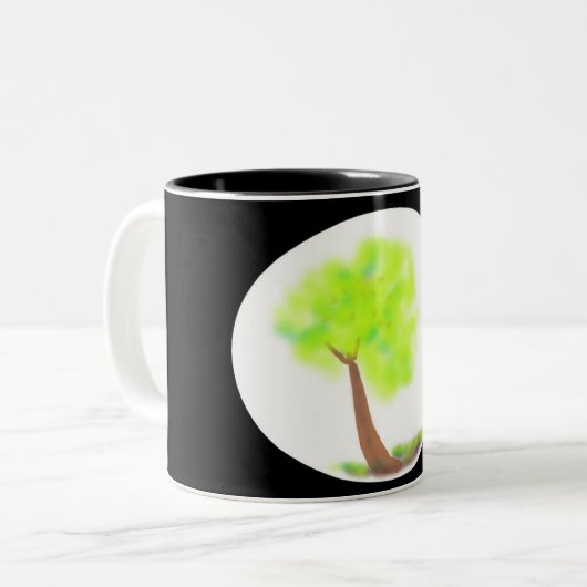 km tree painting mug tweekleurige koffiemok (Voorkant links)