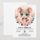 Knaagdier afdrukbare muis verjaardag kaart (Voorkant / Achterkant)