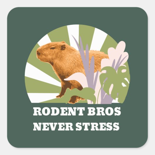 Knaagdier Broers Nooit Stress Grappige Capybara Vierkante Sticker (Voorkant)