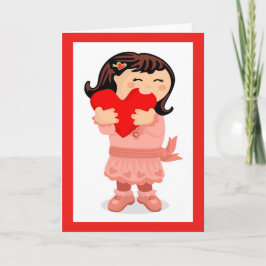 Knabbelend Hart Valentijns Meisje Wenskaart Kaart
