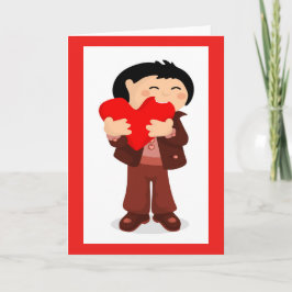 Knabbelende Hart Valentijn Jongen Wenskaart Kaart
